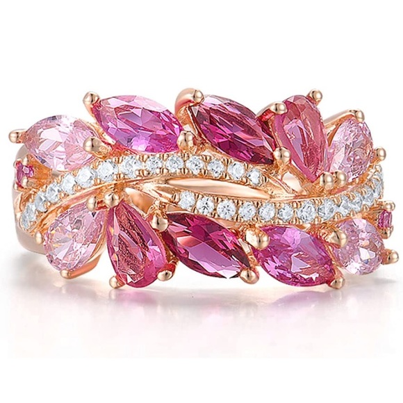 14k Ruby Pink Sapphire Diamonds Ring - Picture 2 of 11